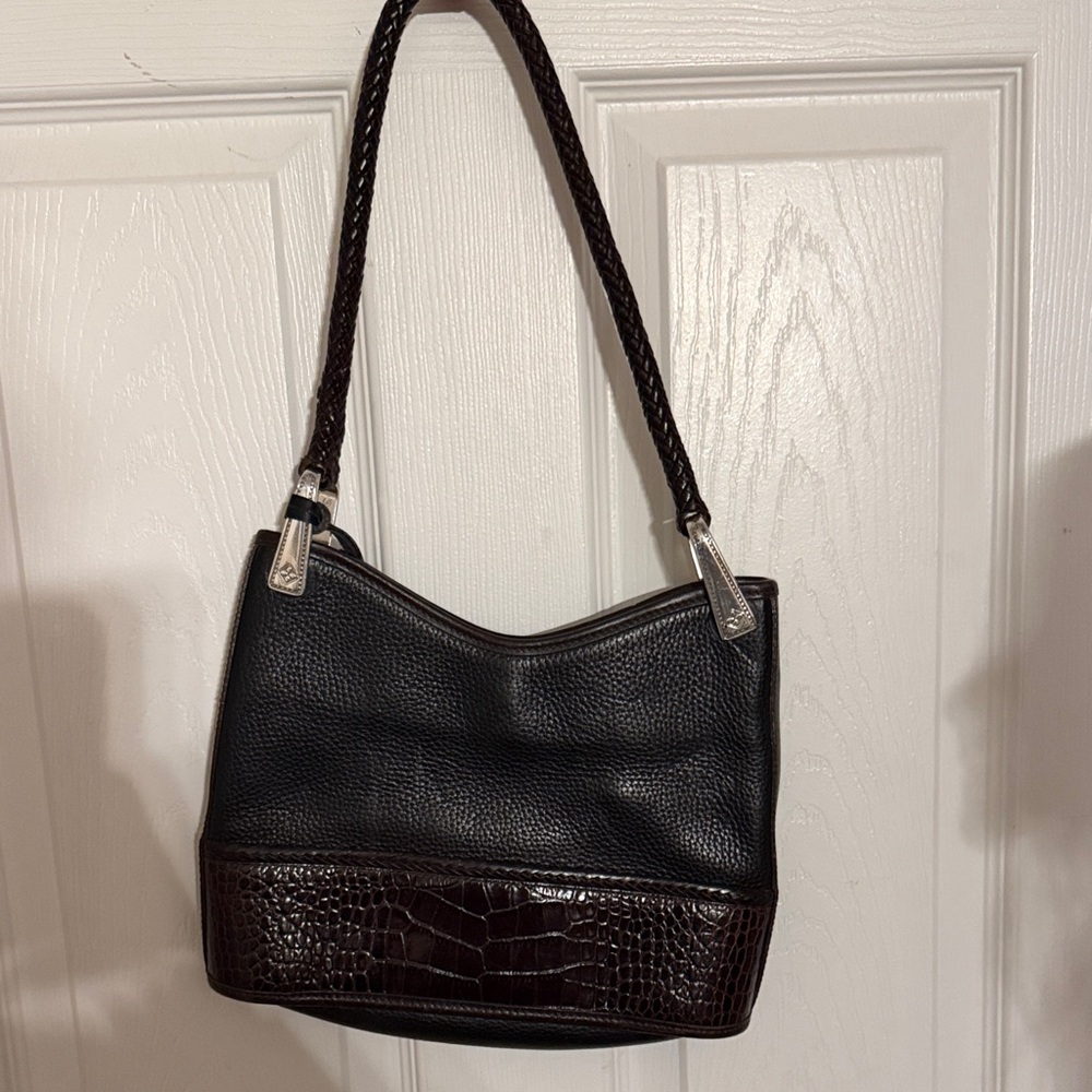 Black and Brown Textured Shoulder Bag